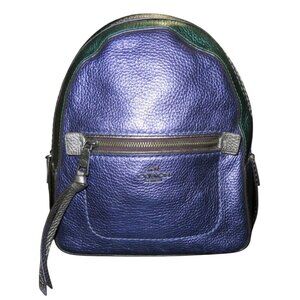 COACH 2018 Andi Metallic Hologram Quad Colorblock Pebbled Leather Backpack 49122